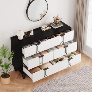 COZONY Modern Wooden 6-Drawer Dresser with Vintage Pattern & Deep Drawers — Chest for Bedroom, Living Room & Entryway Storage - 1 of 4