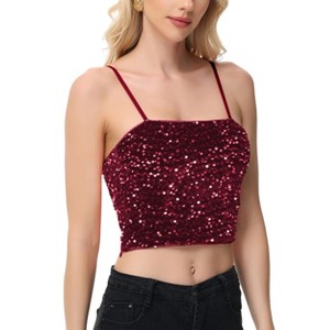 Anna-Kaci Women's Strapless Sequin Crop Top with Adjustable Spaghetti Straps - 1 of 4
