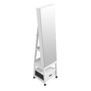 360° Swivel Mirror Jewelry Cabinet, 66 Inch Full Length Mirror with Standing Jewelry Armoire Organizer, Lockable Jewelry Storage Cabinet - 1 of 4