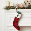 20" Plaid Monogram Christmas Holiday Stocking with Faux Fur Cuff Red/Green/White - Wondershop™ - 2 of 3