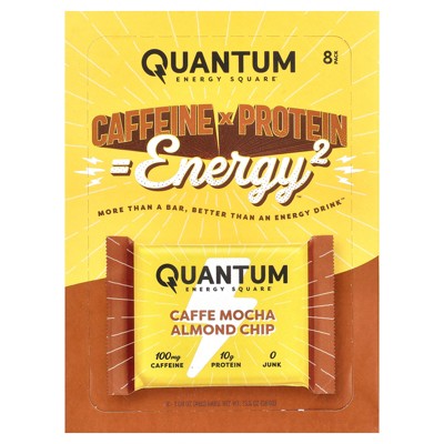 Quantum Energy Square Caffe Mocha Almond Chip, 8 Energy Bars, 1.69 oz (48 g) Each