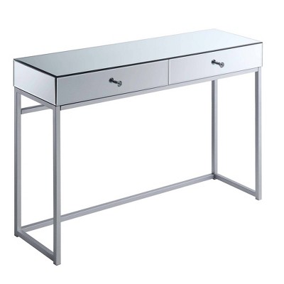 Reflections Console Table Mirror/Silver - Breighton Home: Chic 2 Drawer Entryway Furniture with Faux Crystal Knobs