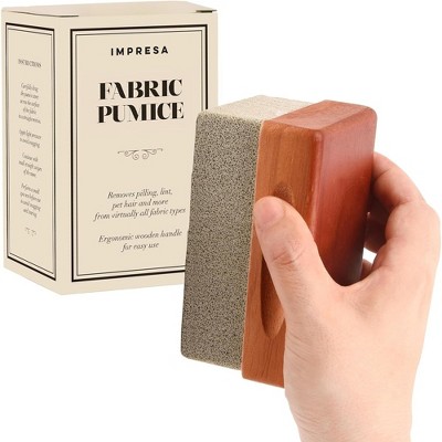 Impresa Extra Large Fabric Pumice with Wooden Handle for Sweater Care - Lint Remover Stone, Sweater Pilling Removal Brick