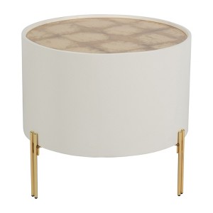 Sagebrook Home 20" Wood Round Gold Leaf Top Side Table White/Gold - 1 of 4