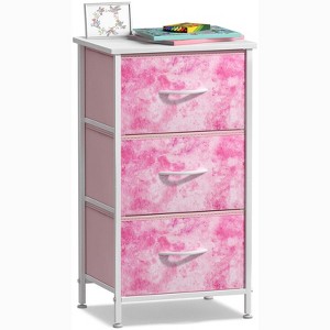 Sorbus Nightstand with 3 Drawers - Steel Frame, Wood Top & Easy Pull Fabric Bins - Perfect for Home, Bedroom, Office & College Dorm - 1 of 4