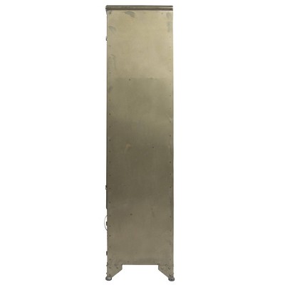 Distressed Black Metal 57.5" Tall Storage Cabinet with Glass Doors