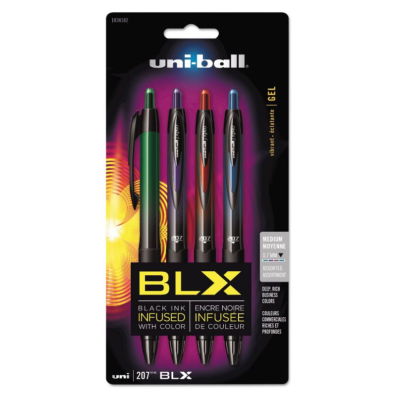 uni-ball 207 BLX Series Gel Pen .7mm Assorted 4/Pack 1838182, 1 of 10