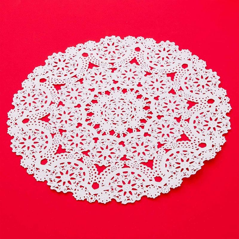 Juvale 300pcs Medallion White Round 10" Disposable Paper Doilies Lace for Art Craft Table Décor, 5 of 10