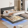 Queen Size Lift Up Floating Bed Frame with LED Light and USB Port, Velvet Upholstered Queen Hydrualic Platform Bed with Headboard - 2 of 4