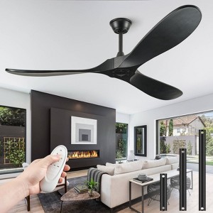 Aoibox 60" Solid Wood Ceiling Fan with Remote, Quiet DC Motor, 3 Blades, No Light, for Indoor/Outdoor Use, Patio, Living Room, Bedroom - 1 of 4