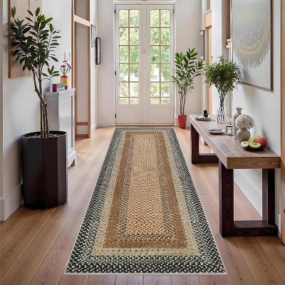 Vintage Braided Doormat, Washable Low-Pile Non-Slip Non-Shedding Small Rug for Entrance, Bedroom, Living Room, Kitchen, Farmhouse Decor
