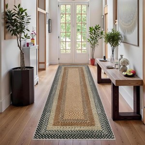 Vintage Braided Doormat, Washable Low-Pile Non-Slip Non-Shedding Small Rug for Entrance, Bedroom, Living Room, Kitchen, Farmhouse Decor - 1 of 4