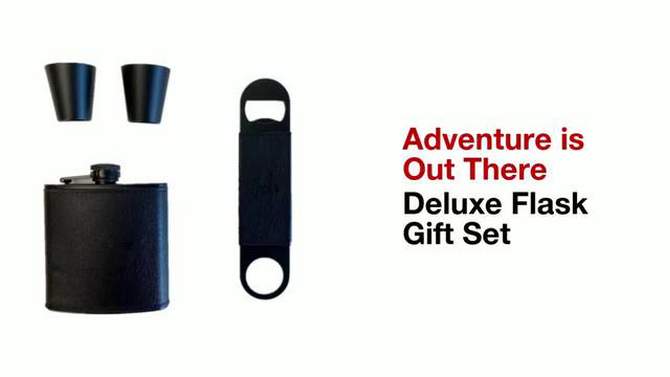 Adventure is Out There Black on Black 6oz Flask Set, 2 of 7, play video