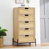 5 Drawer Dresser, 5 Chest of Drawers, Modern Rattan Storage Dresser, Wooden Bedroom Dresser, Drawer Dresser for Living Room, Hallway, Entryway - 2 of 4