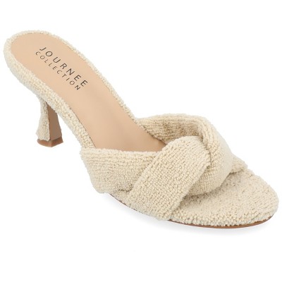 Journee Collection Womens Mannon Soft Terry Cloth Slip On Open Toe Pumps