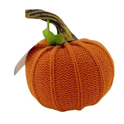 Ganz 4.0 Inch Mini Pumpkin Stem Leaf Autumn Knit Pumpkin Figurines
