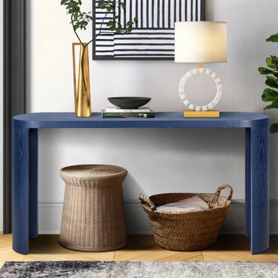 KIGFTSOD 60'' Thick Top Entryway Table with Curved Legs, Inward/Outward Facing Installation for Sofas & Entryway