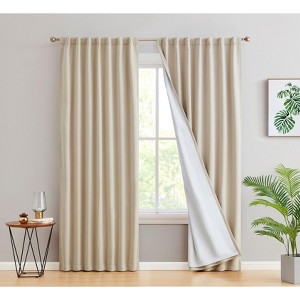 HLC.ME Hamilton 100% Full Blackout Lined Thermal Insulated Soundproof Window Curtain Rod Pocket Back Tab Panels, Set of 2 - 1 of 4