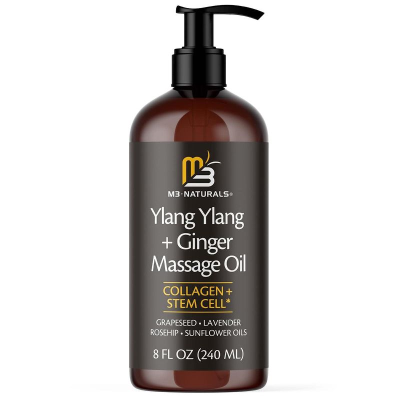 Ylang Ylang & Ginger Massage Oil, M3 Naturals, 8 fl oz, 1 of 7