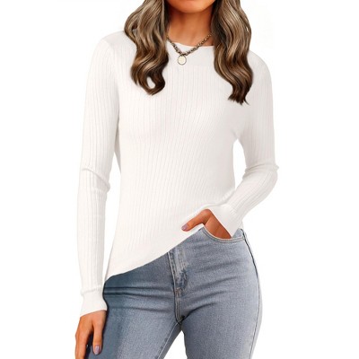 INSPIRE CHIC Women's Crew Neck Long Sleeve Casual Knit Casual Sweaters