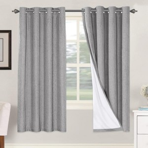 H.Versailtex Linen 100% Blackout Curtains Thermal Insulated Linen Drapes, Grommet White Liner Sold of 2 Panels - 1 of 4