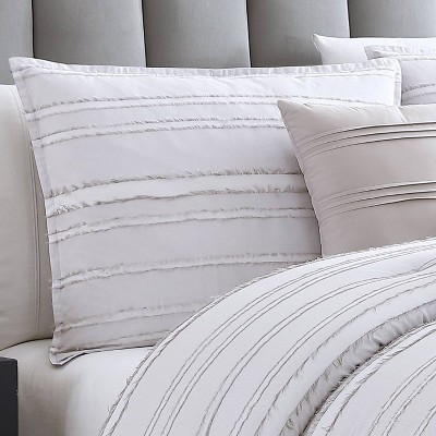 Boston White Cotton King Comforter Set with Decorative Pillows