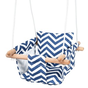Costway Baby Canvas Hanging Swing Cotton Hammock Toy for Toddler BluePink - 1 of 4