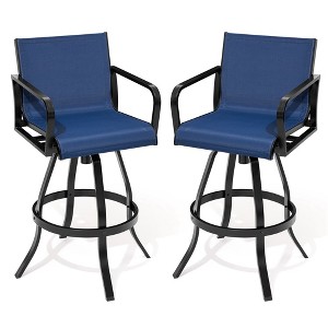 Crestlive Products Swivel Bar Stools Set of 2 Indoor Outdoor Bar Height Chairs with Sunbrella Fabric and Aluminum Frame - 1 of 4