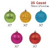 Every Day is Christmas 35ct 2.76"/70mm Shatterproof Round Christmas Tree Ornament Set, Merry Christmas Balls Ornaments with Hooks - 3 of 4