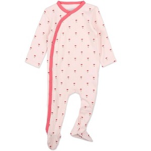 MiniMoi Baby Girls "Plant Your Dreams And Grow Happy" Floral Pointelle Footie - 1 of 4
