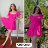EXLURA Women's Summer Ruffle Short Sleeve Tie Back Romper Dress Square Neck A Line Cute Dressy Short Jumpsuits - 3 of 4