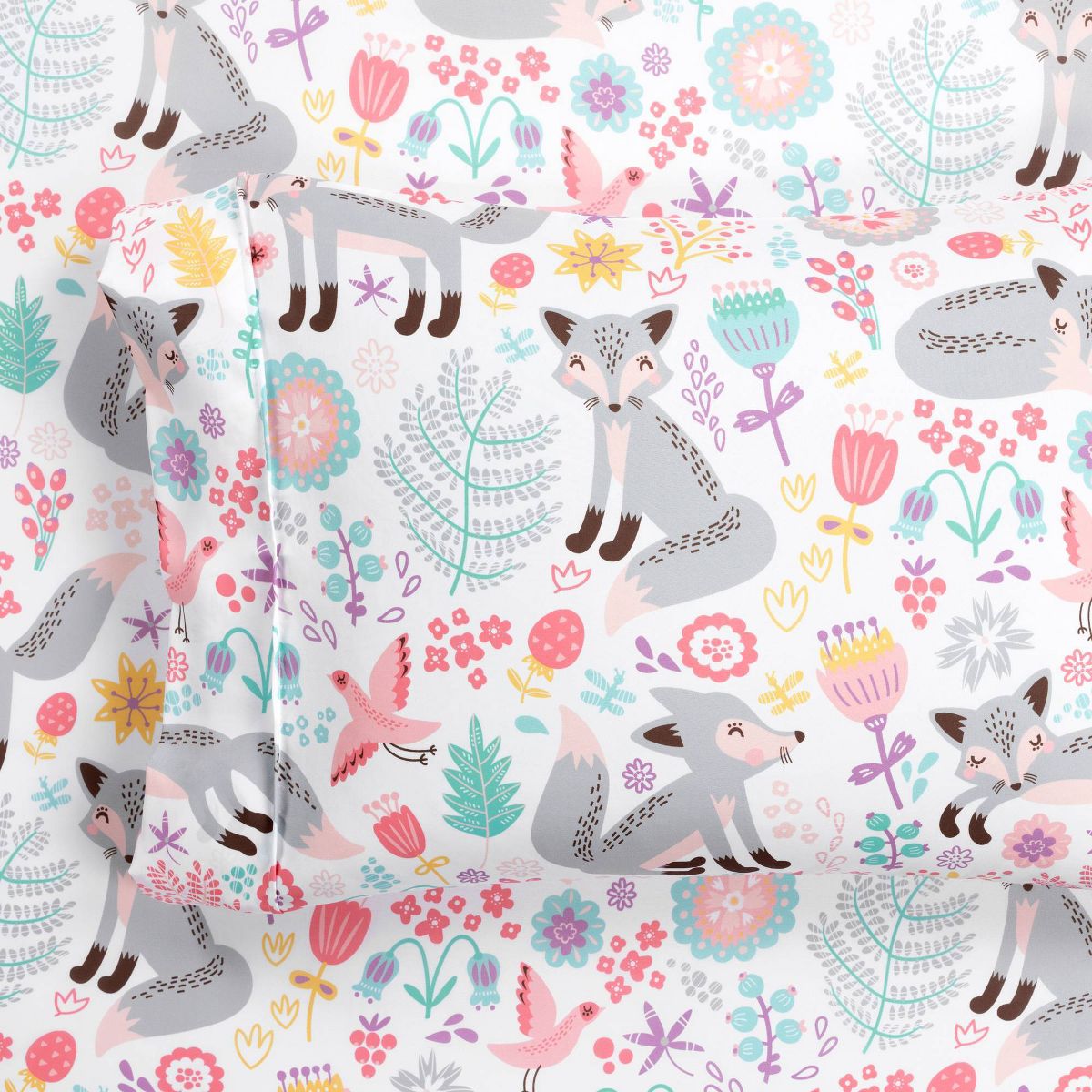 Pixie Fox Soft Sheet Set Gray/Pink - Lush Décor - thumbnail 5