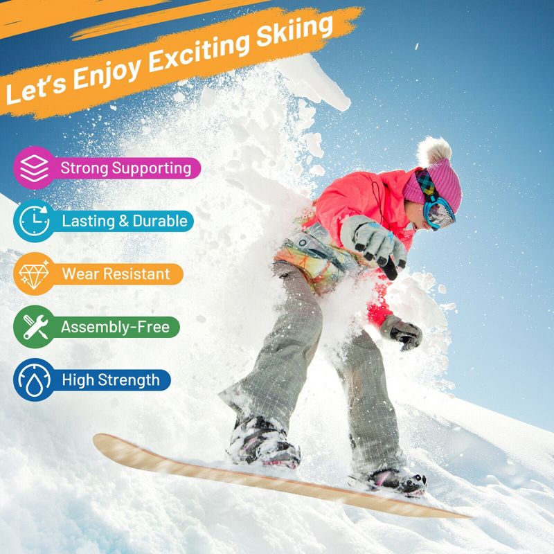 Costway Sledding Board Skiing Board W/Adjustable Foot Straps Winter Sports Snowboarding, 4 of 11