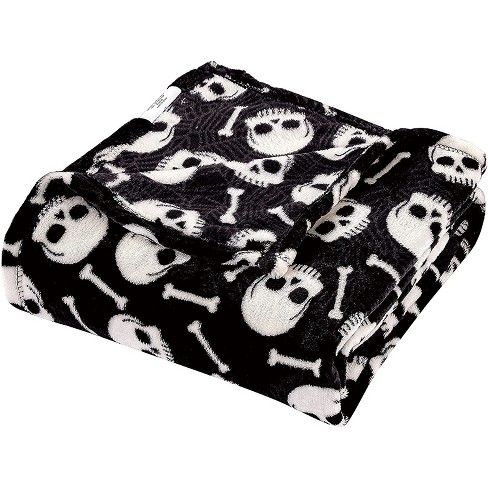 Rose and Skull Throw Blanket Soft Fleece Blankets Plush Comfy