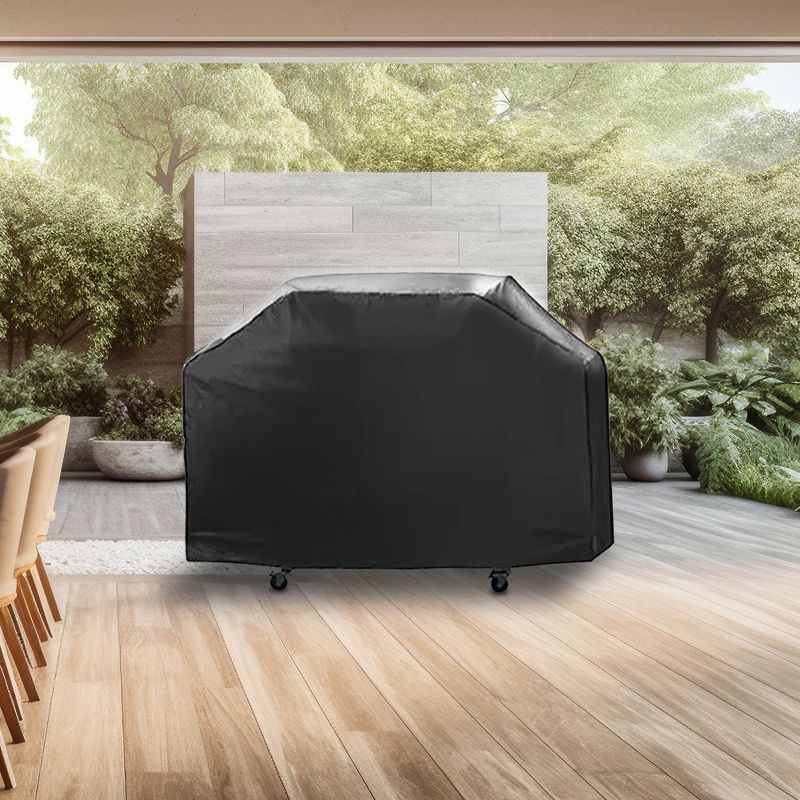 Mr. Bar-B-Q 65 x 20 x 45 Inch Outdoor Large Resistant To Weather Premium Universal BBQ Gas Grill Cover with Hook and Loop Closure, Black, 4 of 5