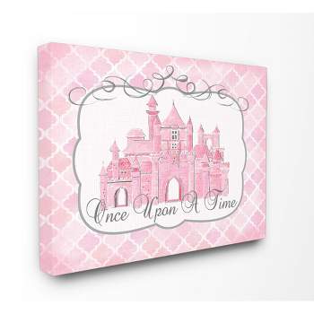 Once Upon A Time Pink Water Color Castle Stretched Canvas Kids' Wall Art (16"x20"x1.5) - Stupell Industries