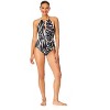 Women's Palm Chic High Neck Plunge One Piece Swimsuit - Palm Chic-14 - image 3 of 4