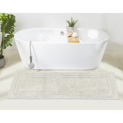 Lilly Crochet 100% Cotton Tufted Reversible Bath Rug, Super Absorbent & Machine Washable Bathroom Mat Perfect for Shower and Tub Use