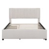 TIRAMISUBEST Full/Queen Size Upholstered Platform Bed with 2 Drawers and Trundle, Linen Bed Frame with Classic Headboard Design - 3 of 4