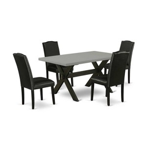 5-Piece Natural Oak Finish Solid Wood Top Dining table with 4 Chairs with - 1 of 4