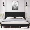 Whizmax King/Full Size Bed Frame with Tufted Faux Leather Headboard, Upholstered Platform Bed with Adjustable Headboard, No Box Spring Needed - 2 of 4