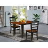 3-Piece Black and Cherry Finish Solid Wood Top Dining Table Set with Square Table and Ladderback Chairs - 2 of 4