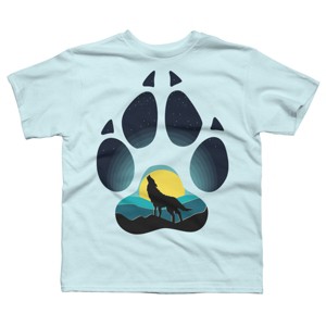 Boy's Design By Humans Wolf's paw. The wolf and the moon By ArtistDreams T-Shirt - 1 of 3