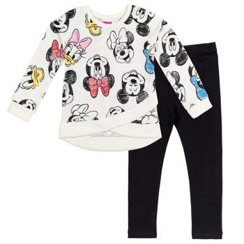 Disney Minnie Mouse Baby Girls Pullover Fleece Sweatshirt and Leggings Outfit Set Infant to Toddler