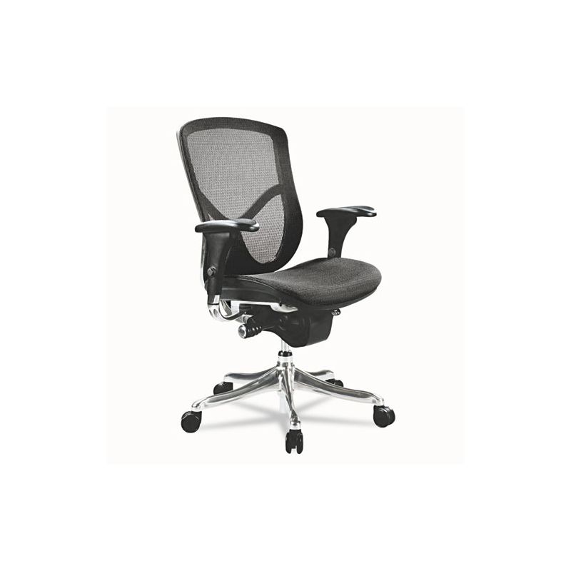 Alera Alera EQ Series Ergonomic Multifunction Mid-Back Mesh Chair, Supports Up to 250 lb, Black Seat/Back, Aluminum Base, 1 of 8