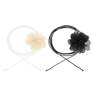 Unique Bargains Prom Wedding Adjustable Delicate Fabric Camellia Choker Necklace 82.68" - 1 of 4