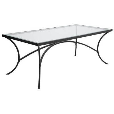 Alayna Black Metal and Clear Glass Rectangular Coffee Table
