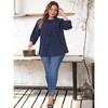 Agnes Orinda Women's Plus Size Chiffon Tie Round Neck  3/4 Sleeve Elegant Work Blouses - 3 of 4