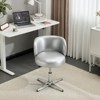 Karl Home Modern PU Swivel Chair Armless No Wheel Adjustable Height Office Desk Chair With Baskest Support in silver and black - 2 of 4