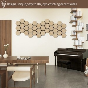 Hexagon Wood Wall Panels with PET Felt, Decorative Sound-Absorbing Tiles for Living Room, Studio, Piano Room - 1 of 4